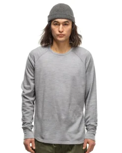 Base Crewneck-Merino Wool Terry Heather Grey