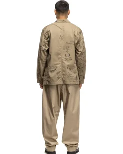 Bedford Jacket Graffiti Print Flat Twill Khaki