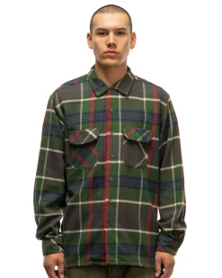 Classic Shirt Cotton Heavy Twill Plaid Olive