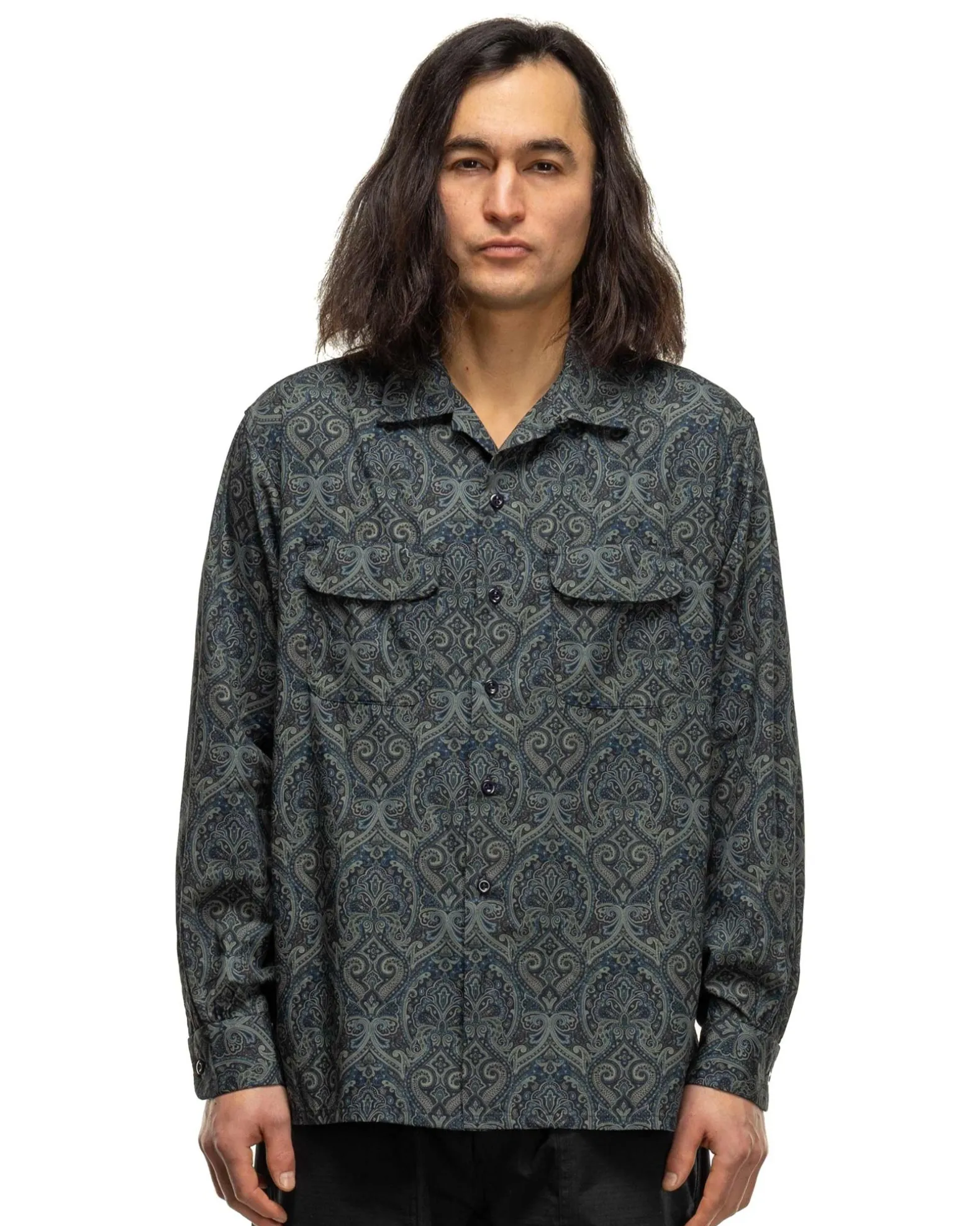 Classic Shirt Cotton Paisley Print Navy