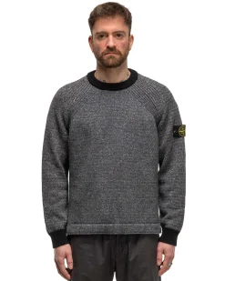 Color Sprayed Tape Crewneck Knit Black