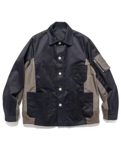 Cotton Chino X Nylon Twill Blouson Navy X Taupe