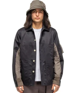 Cotton Chino X Nylon Twill Blouson Navy X Taupe