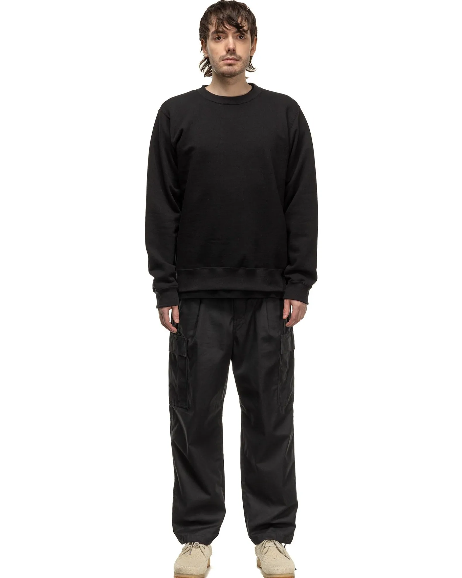 Cotton Silk French Terry Crewneck Sweat Black