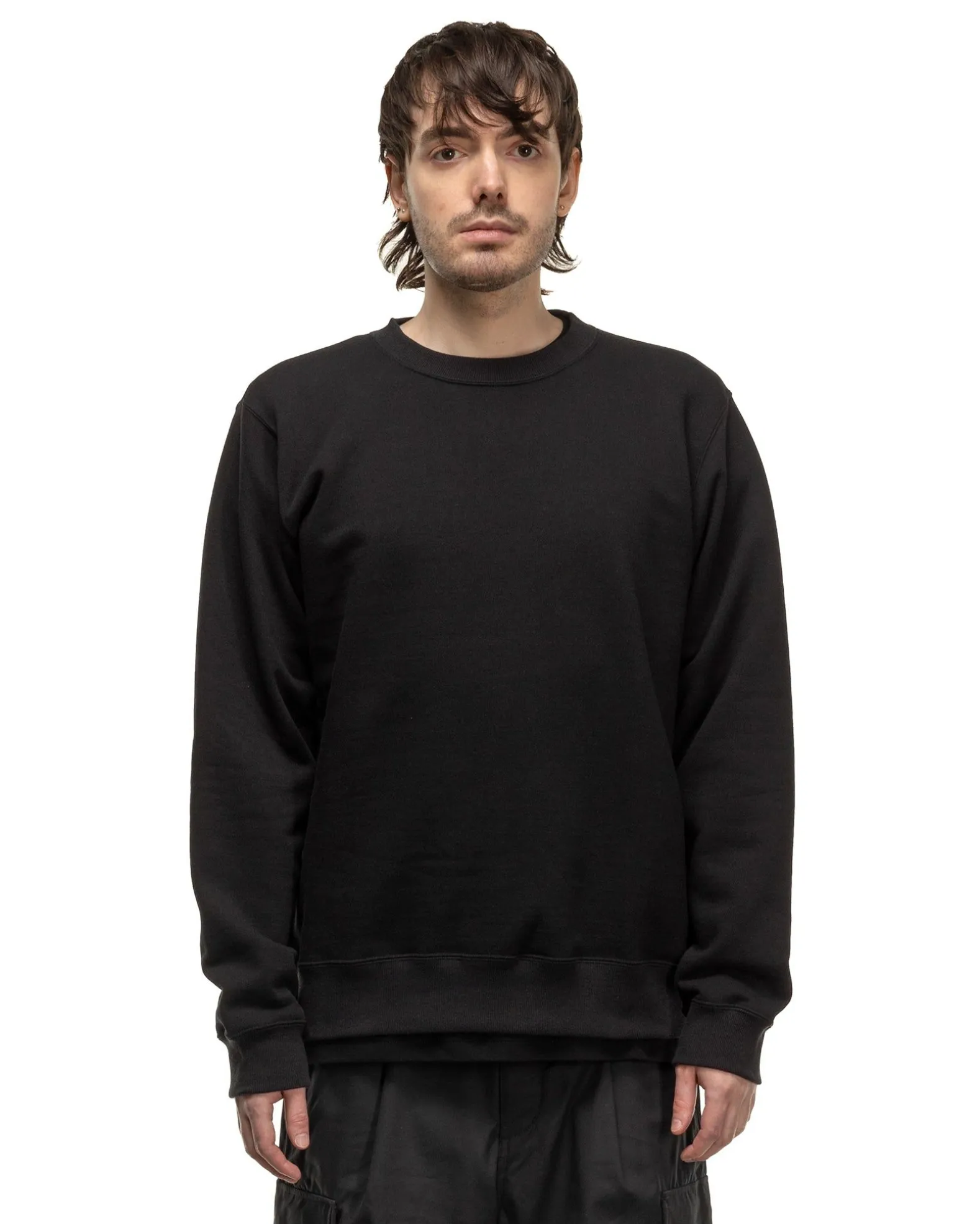 Cotton Silk French Terry Crewneck Sweat Black