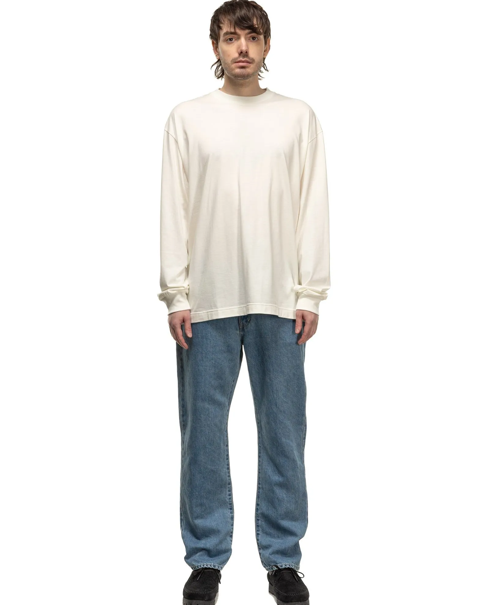 Cotton Silk L/S Baggy Tee White