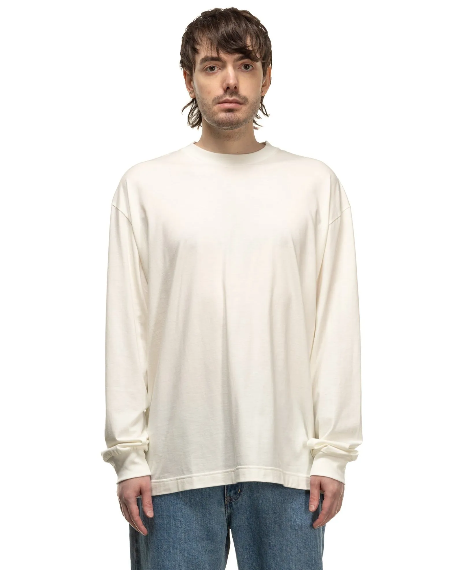 Cotton Silk L/S Baggy Tee White