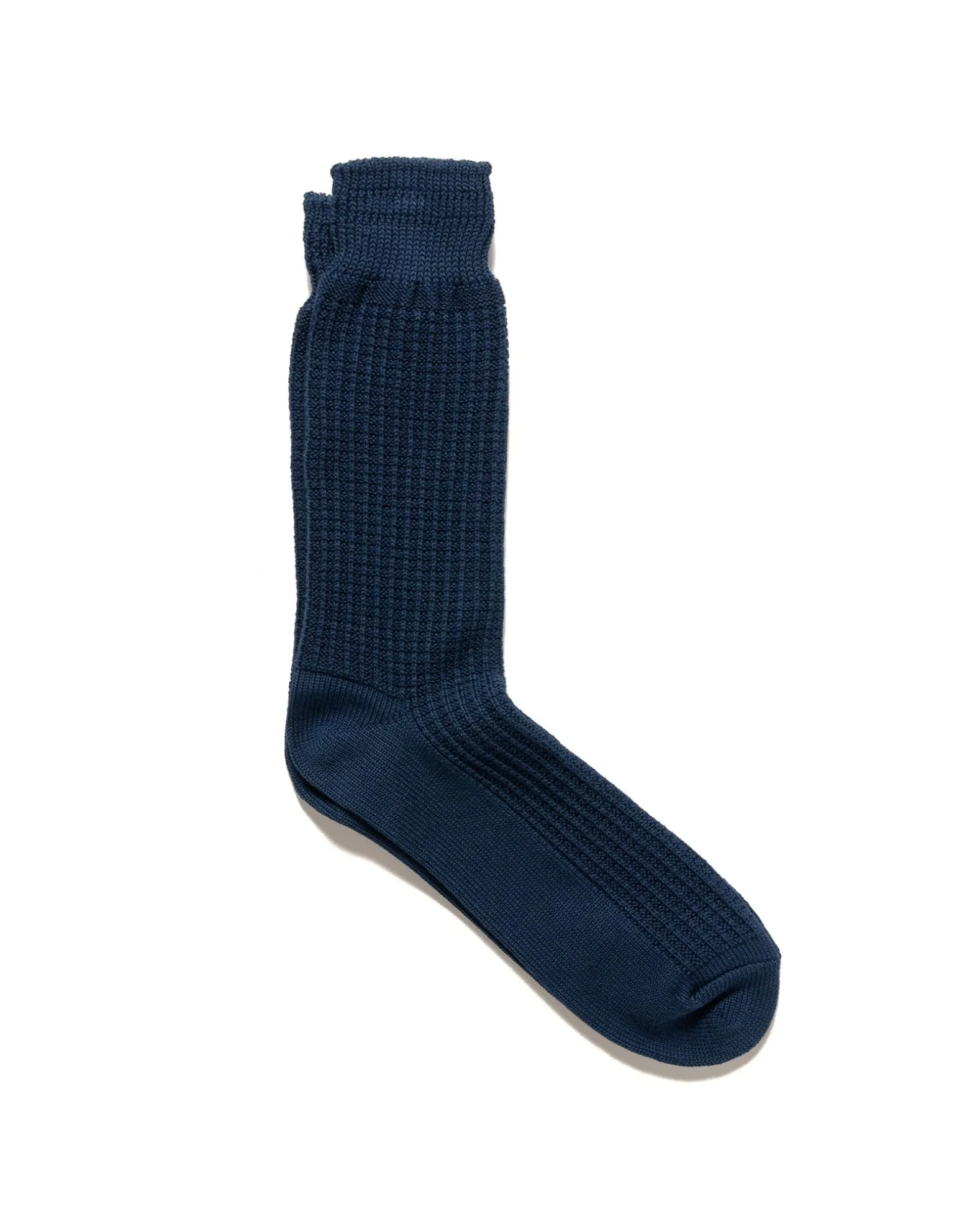 Cotton Waffle Crew Socks Dull Blue