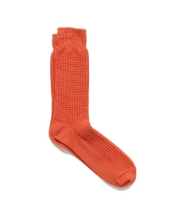 Cotton Waffle Crew Socks L.Orange