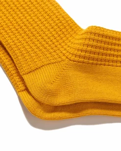 Cotton Waffle Crew Socks Mustard