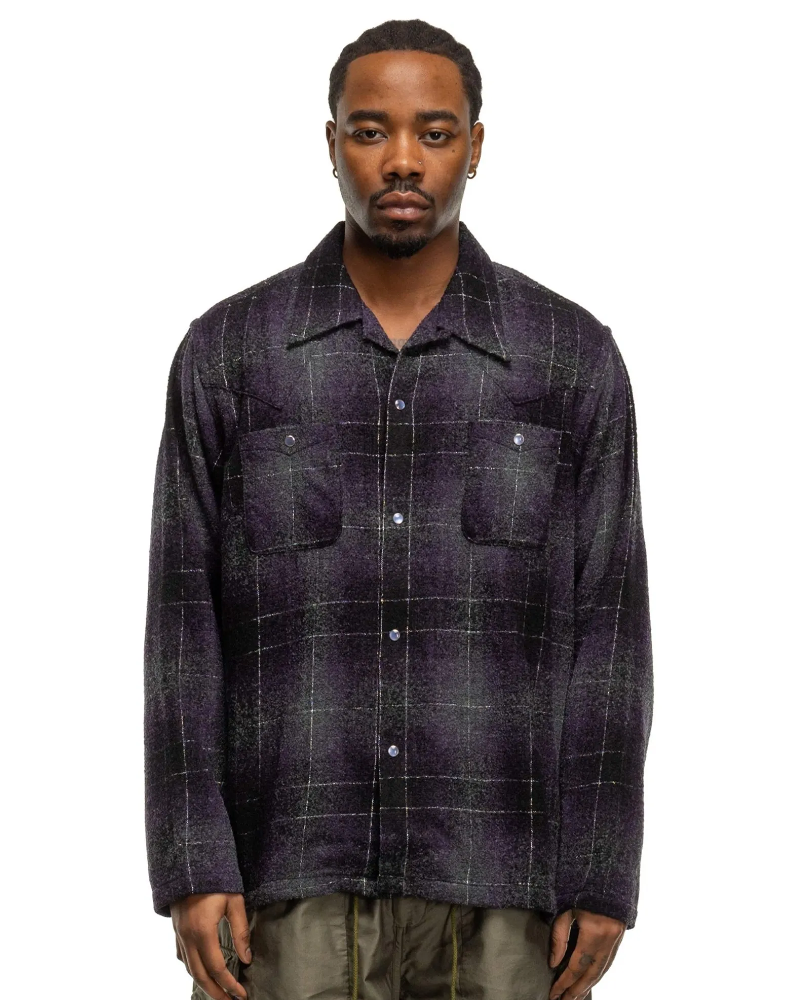 Cowboy One-Up Shirt-W/N/Pe Ombre Plaid Purple