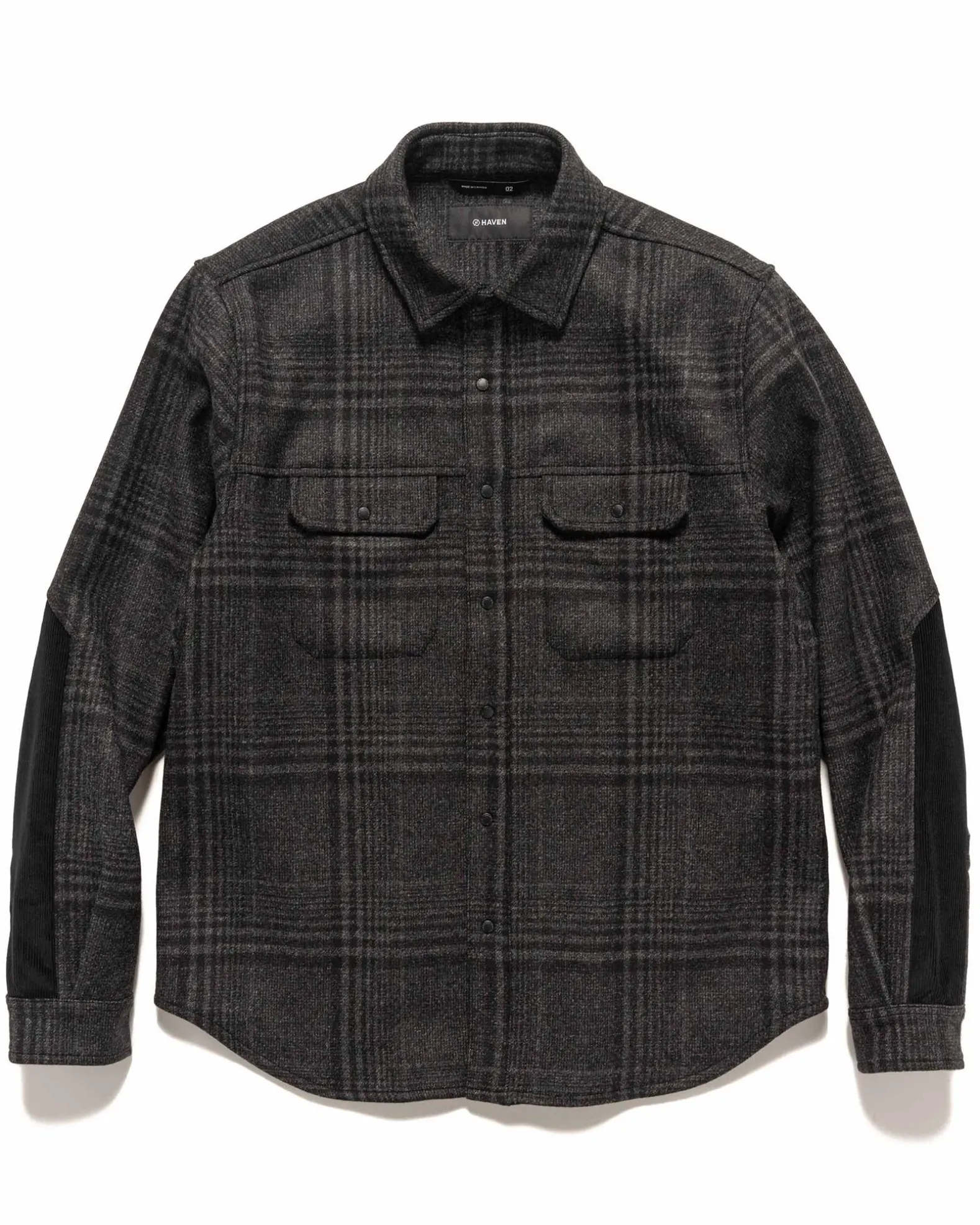 Crescent Shirt-Loro Piana Zelander® Merino Wool Flannel Black