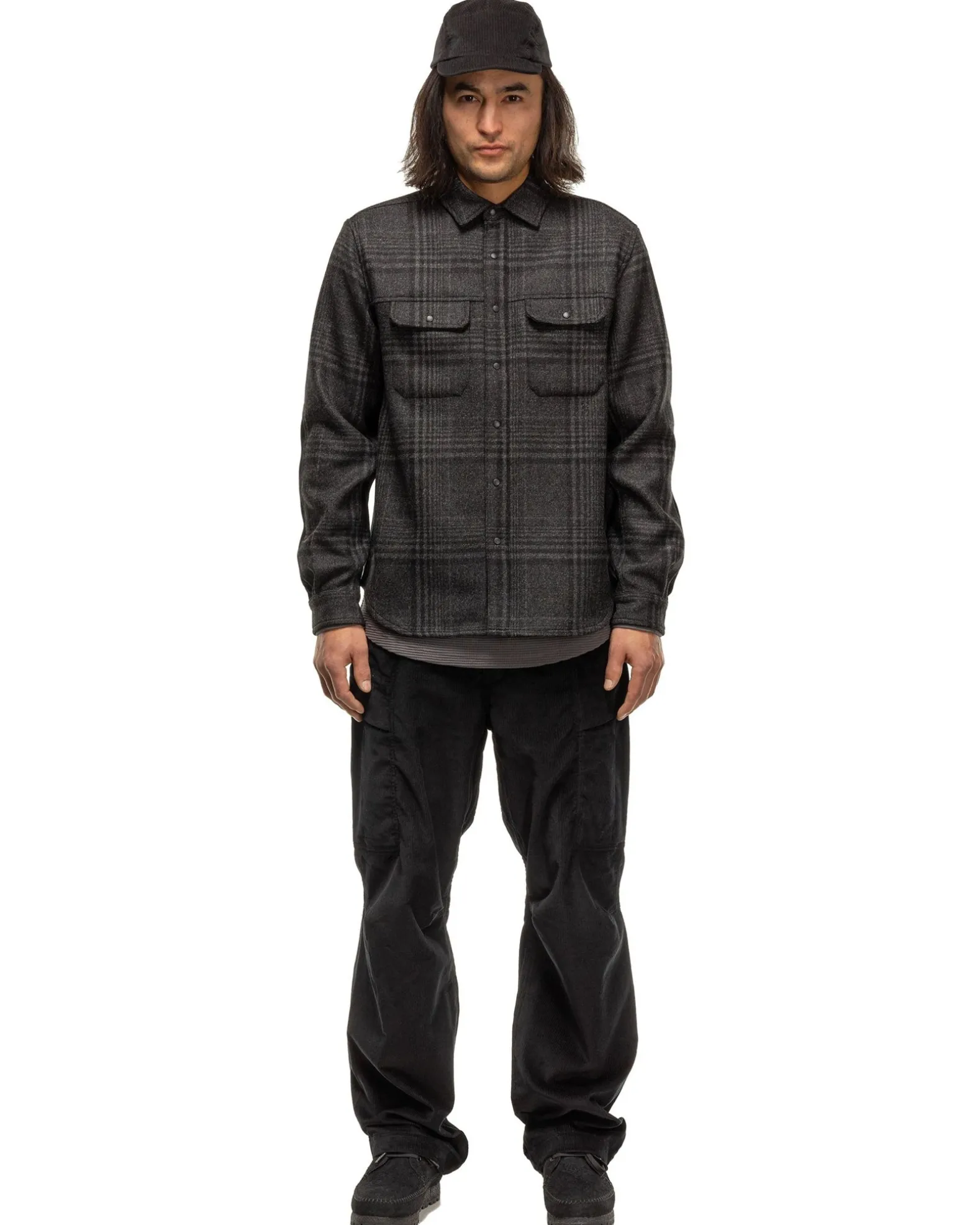 Crescent Shirt-Loro Piana Zelander® Merino Wool Flannel Black