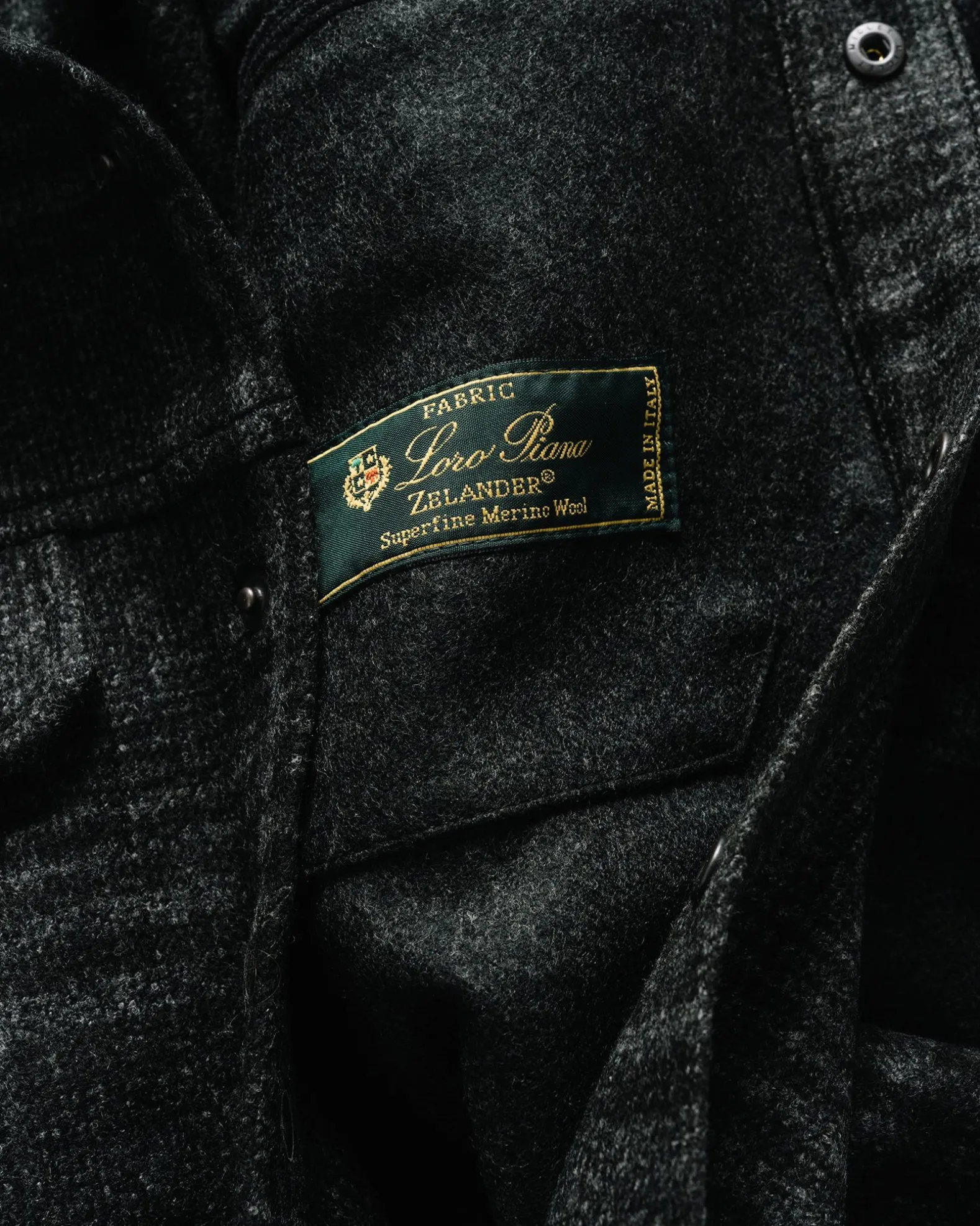 Crescent Shirt-Loro Piana Zelander® Merino Wool Flannel Black