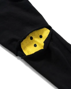 16/- Densed Jersey Elbow-Rip Boatneck Long Sleeve T Black