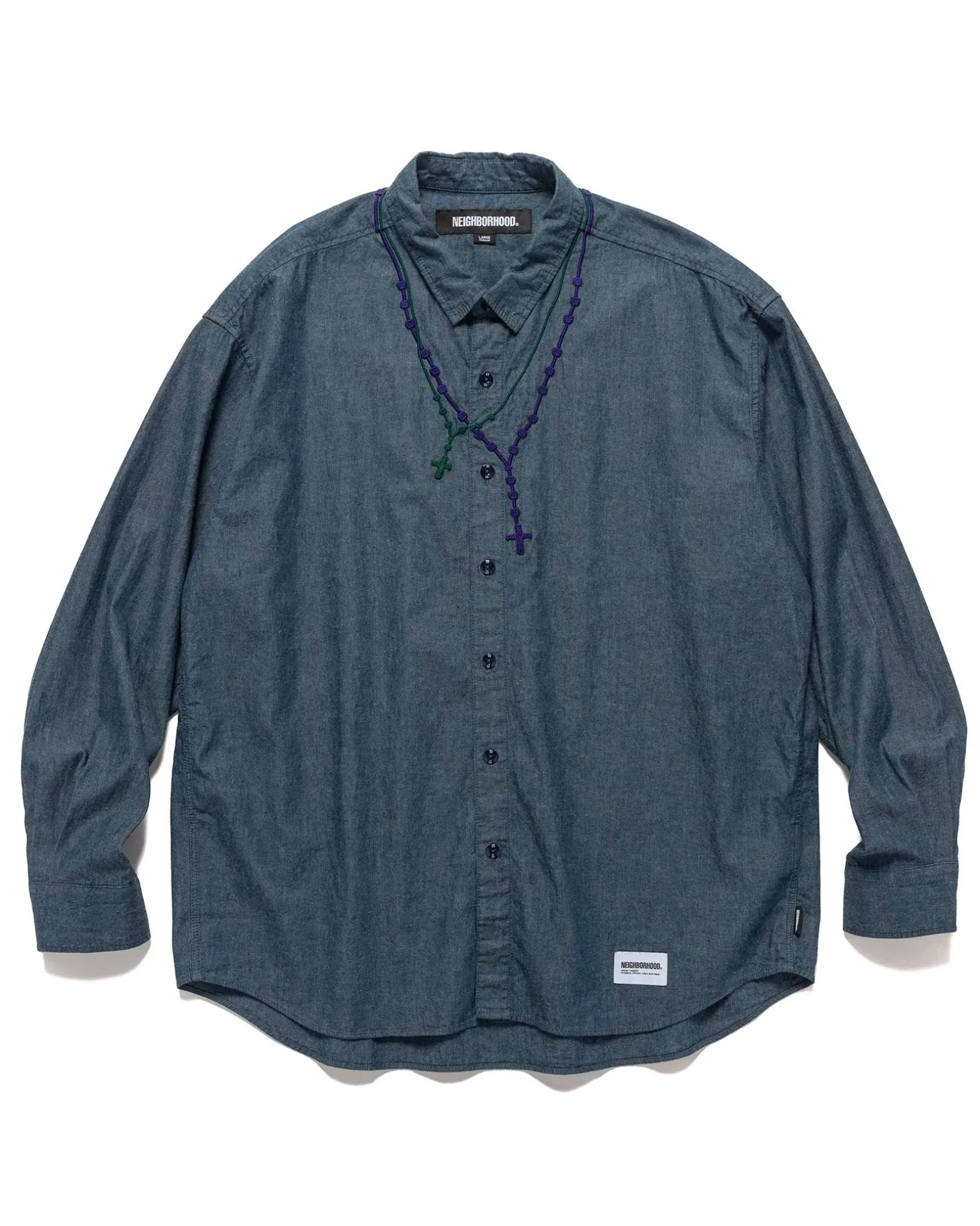 Double Cross Embroidery Shirt Ls Indigo