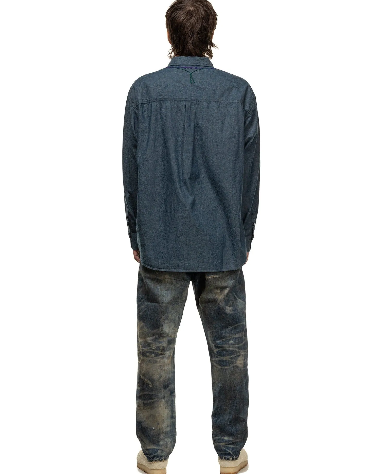 Double Cross Embroidery Shirt Ls Indigo