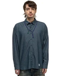 Double Cross Embroidery Shirt Ls Indigo
