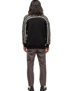 Floral Jacquard Knit Cardigan Black X White