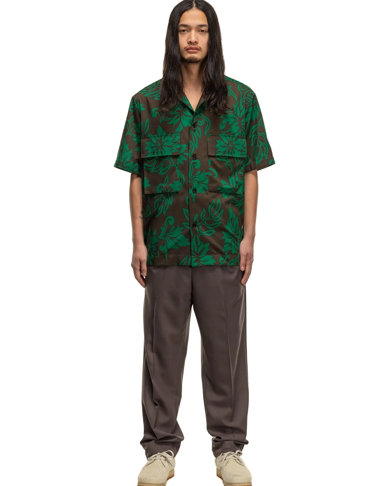 Floral Print Shirt Green