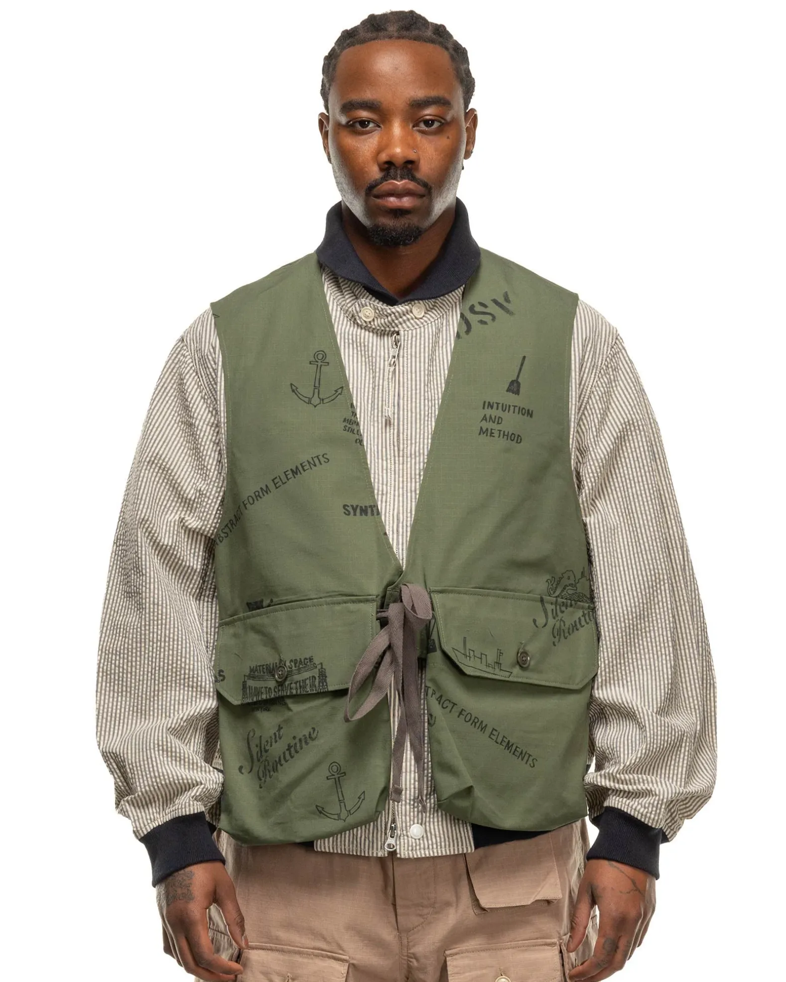 Fowl Vest Graffiti Print Ripstop Olive