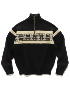 5G Wool Snow Half Zip Sweater Black