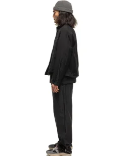 High Count Wool Poplin Pants Black