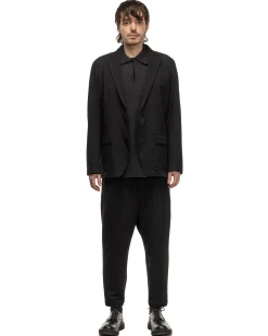 High Gauge Wave Stripe Cropped Tapered Easy Pants Black