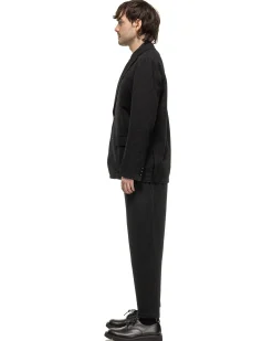 High Gauge Wave Stripe Cropped Tapered Easy Pants Black