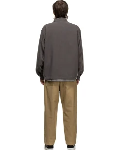 High Twisted Washer Cotton Serge Wide Tapered Pants Beige