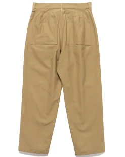 High Twisted Washer Cotton Serge Wide Tapered Pants Beige
