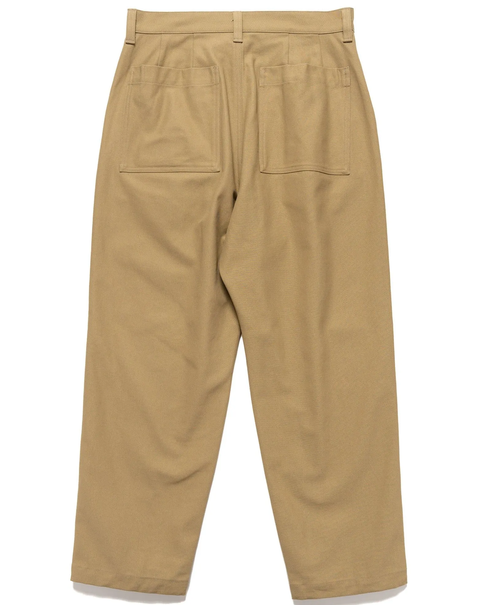 High Twisted Washer Cotton Serge Wide Tapered Pants Beige