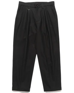 High Twisted Washer Cotton Serge Wide Tapered Pants Black