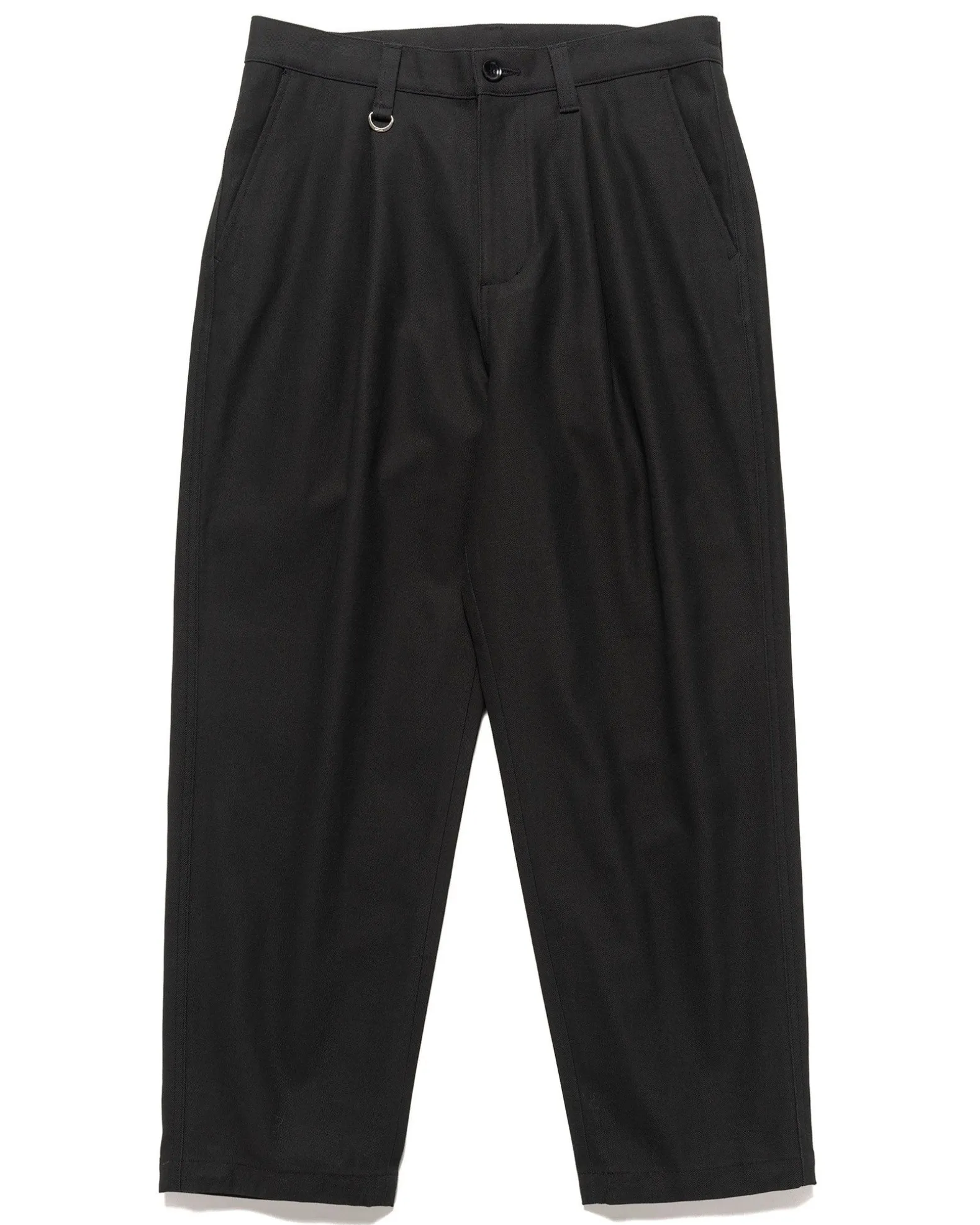 High Twisted Washer Cotton Serge Wide Tapered Pants Black