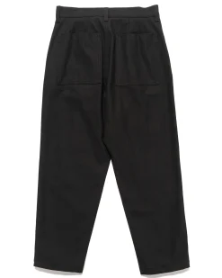 High Twisted Washer Cotton Serge Wide Tapered Pants Black