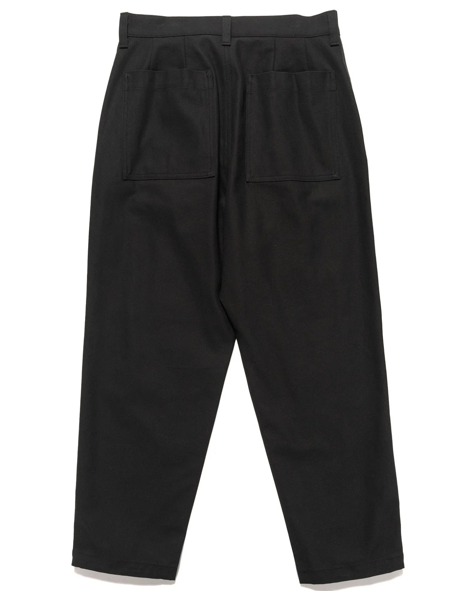 High Twisted Washer Cotton Serge Wide Tapered Pants Black