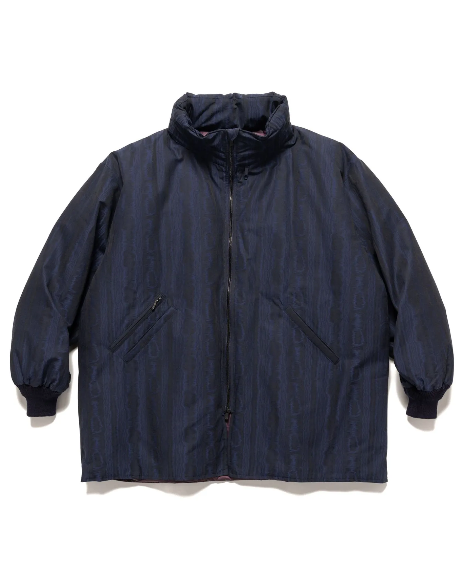 Hooded Down Sur Coat-C/Pe Moire Stripe Jq. Blue