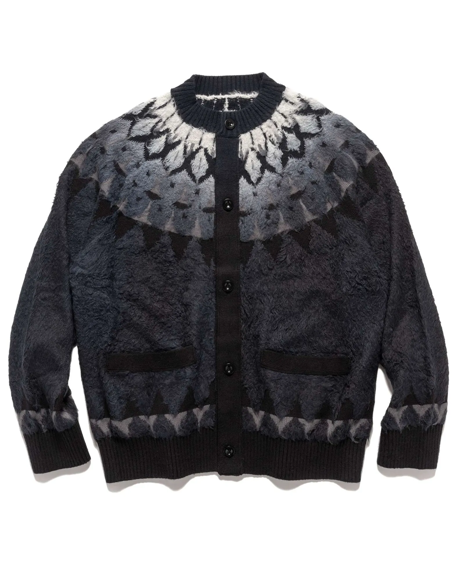 Jacquard Knit Cardigan Black