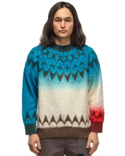 Jacquard Knit Pullover Blue