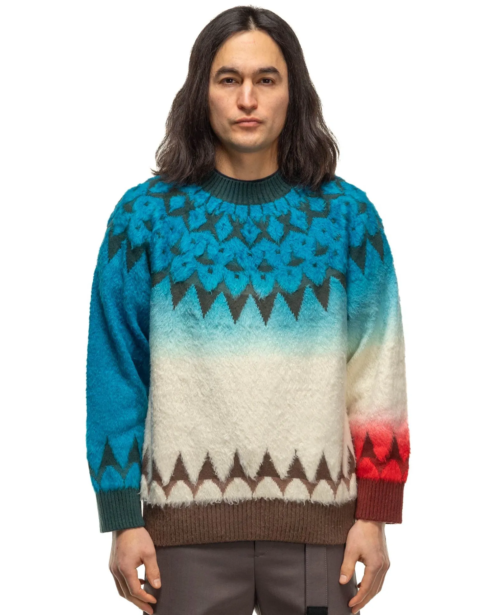 Jacquard Knit Pullover Blue
