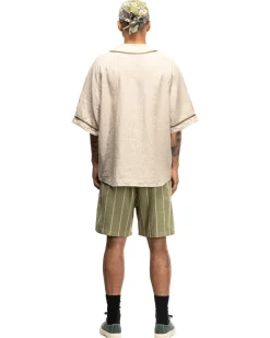 Linen Phillies Stripe Easy Shorts Khaki