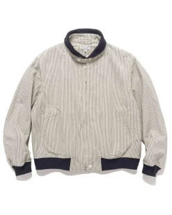 Ll Jacket Cotton Seersucker Navy/ Natural
