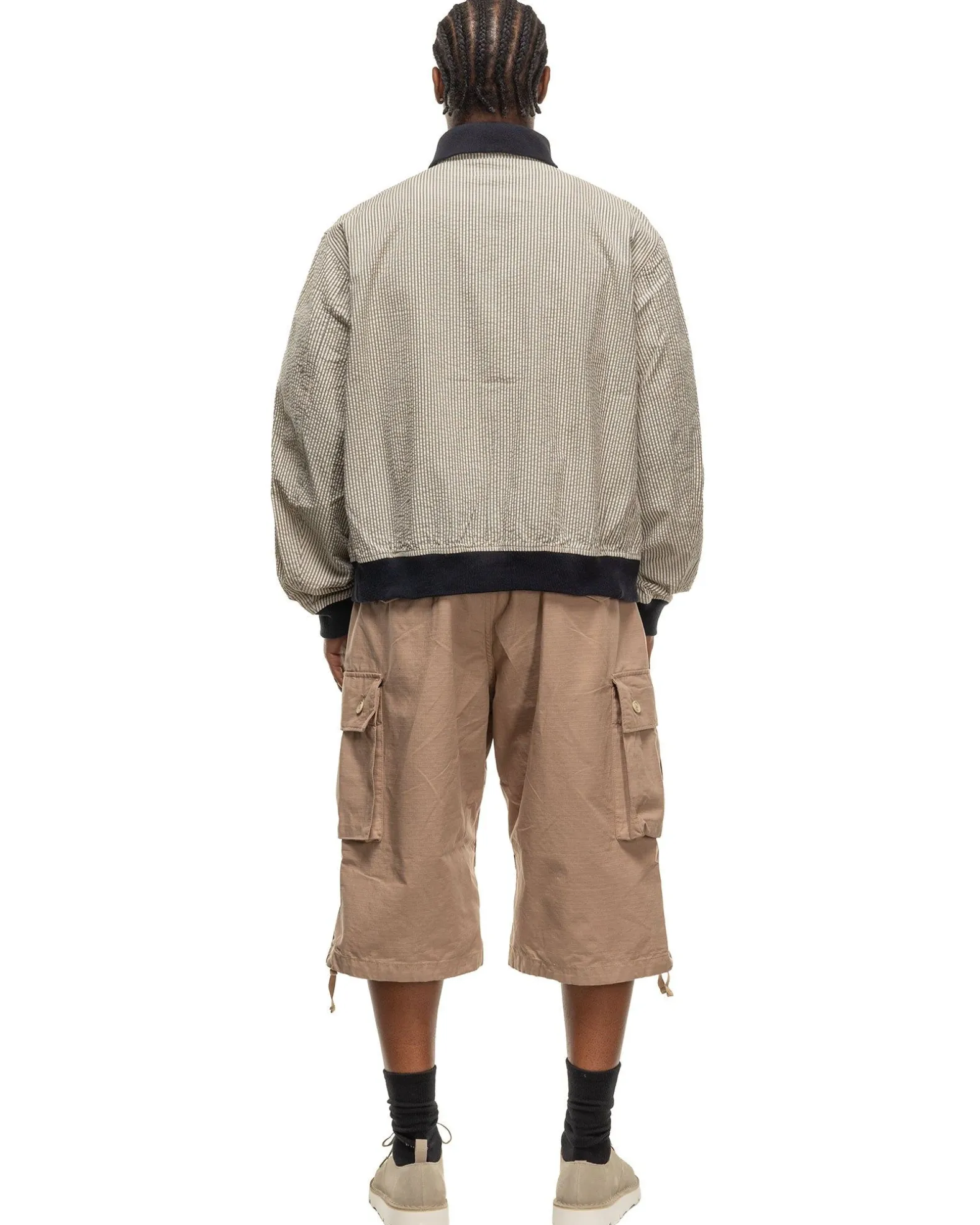 Ll Jacket Cotton Seersucker Navy/ Natural
