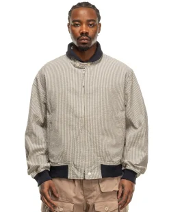 Ll Jacket Cotton Seersucker Navy/ Natural