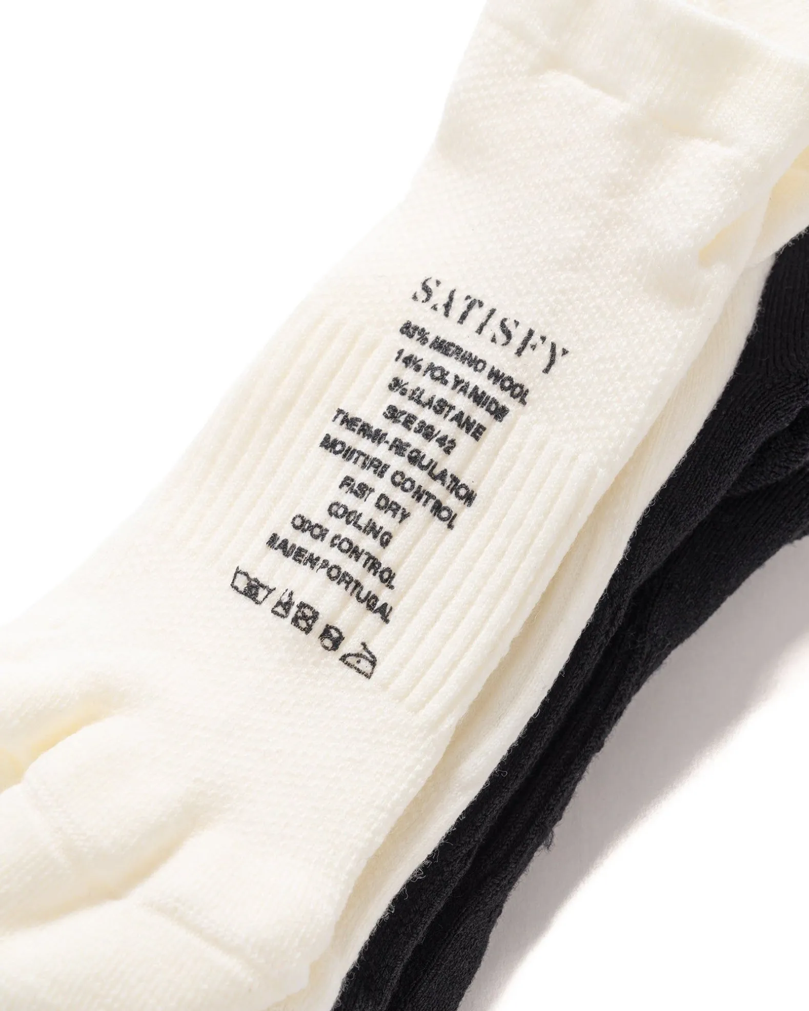 Merino Low Socks White & Black