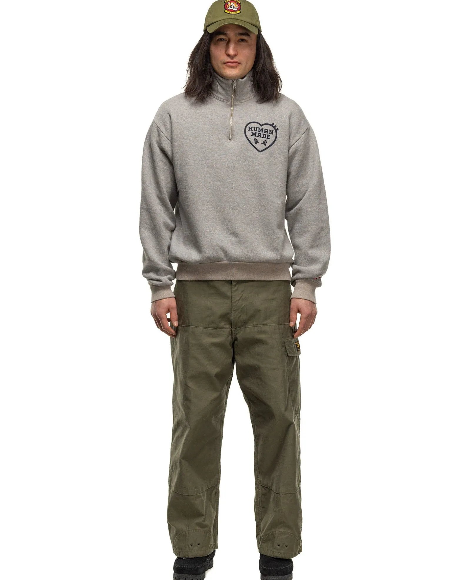 Military Half-Zip Sweatshirt Grey