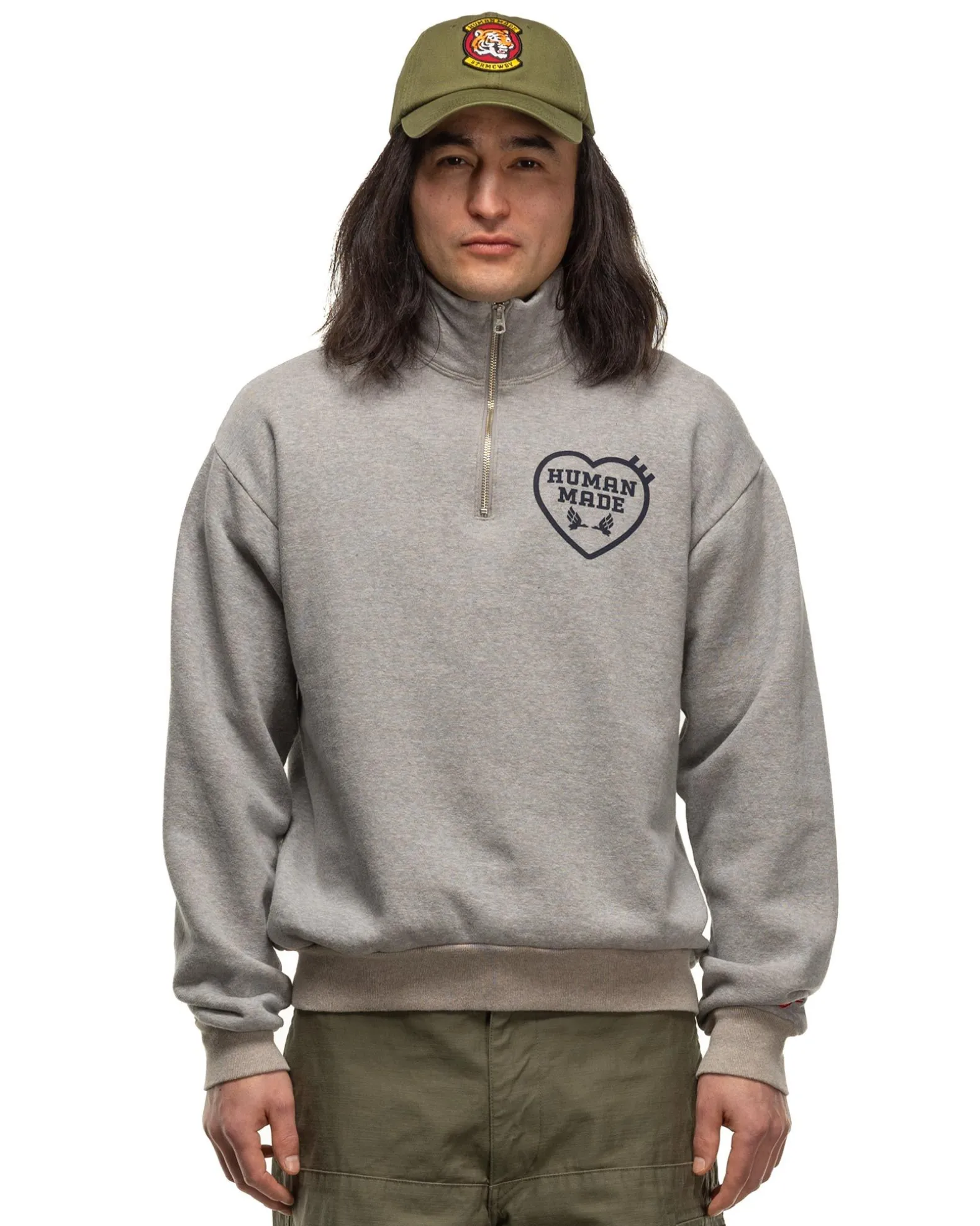 Military Half-Zip Sweatshirt Grey