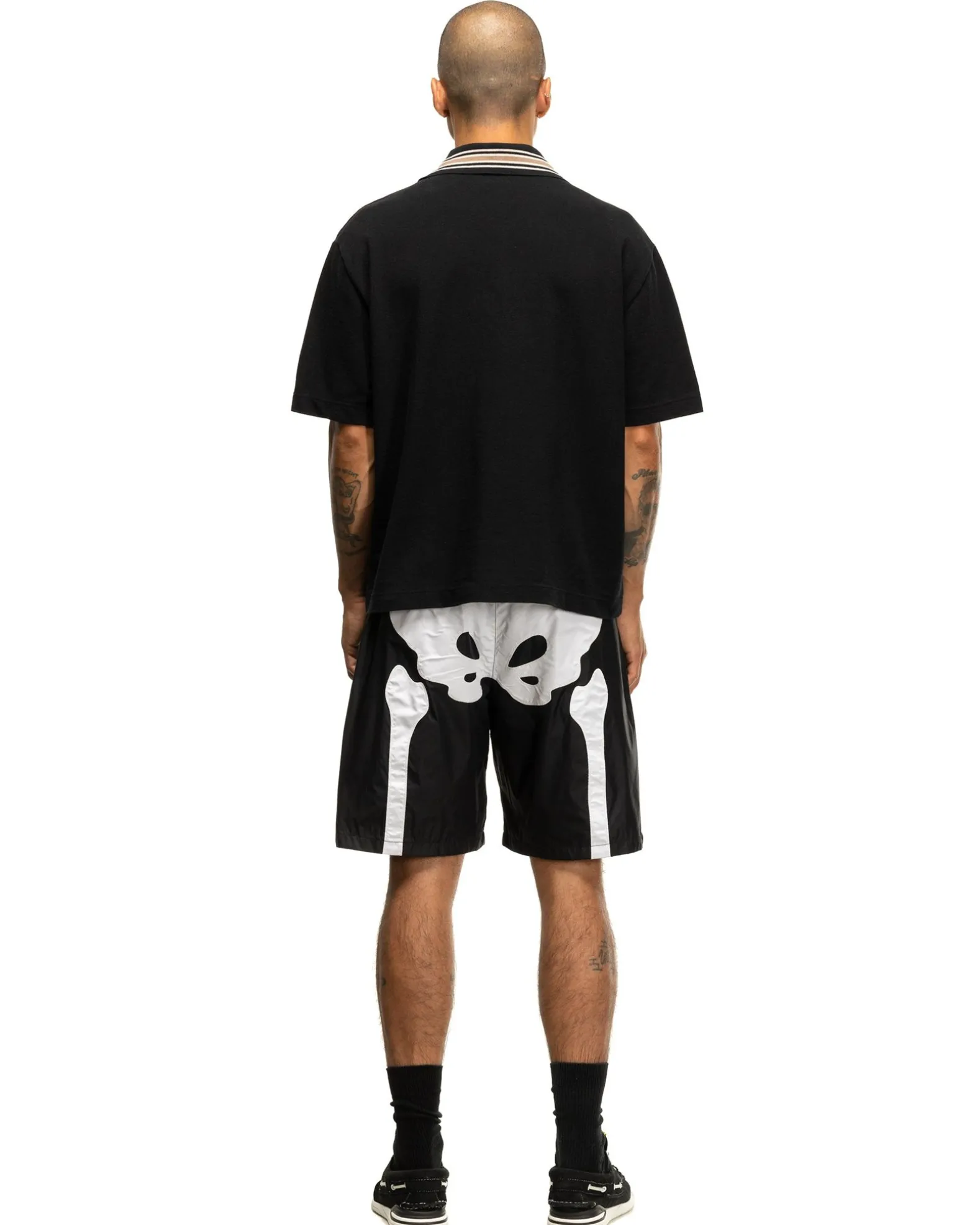 Nylon Bone Swim Trunks Black