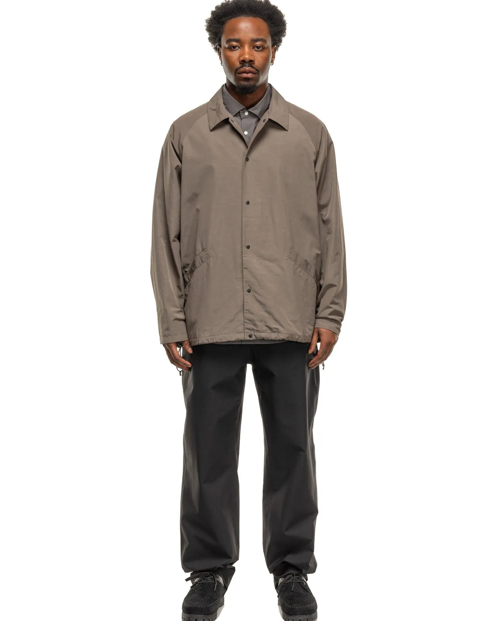 Nylon Coach Jacket Taupe Gray