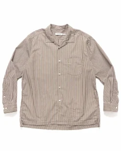 Officer L/S Shirt Cotton Broad London Stripe Khaki